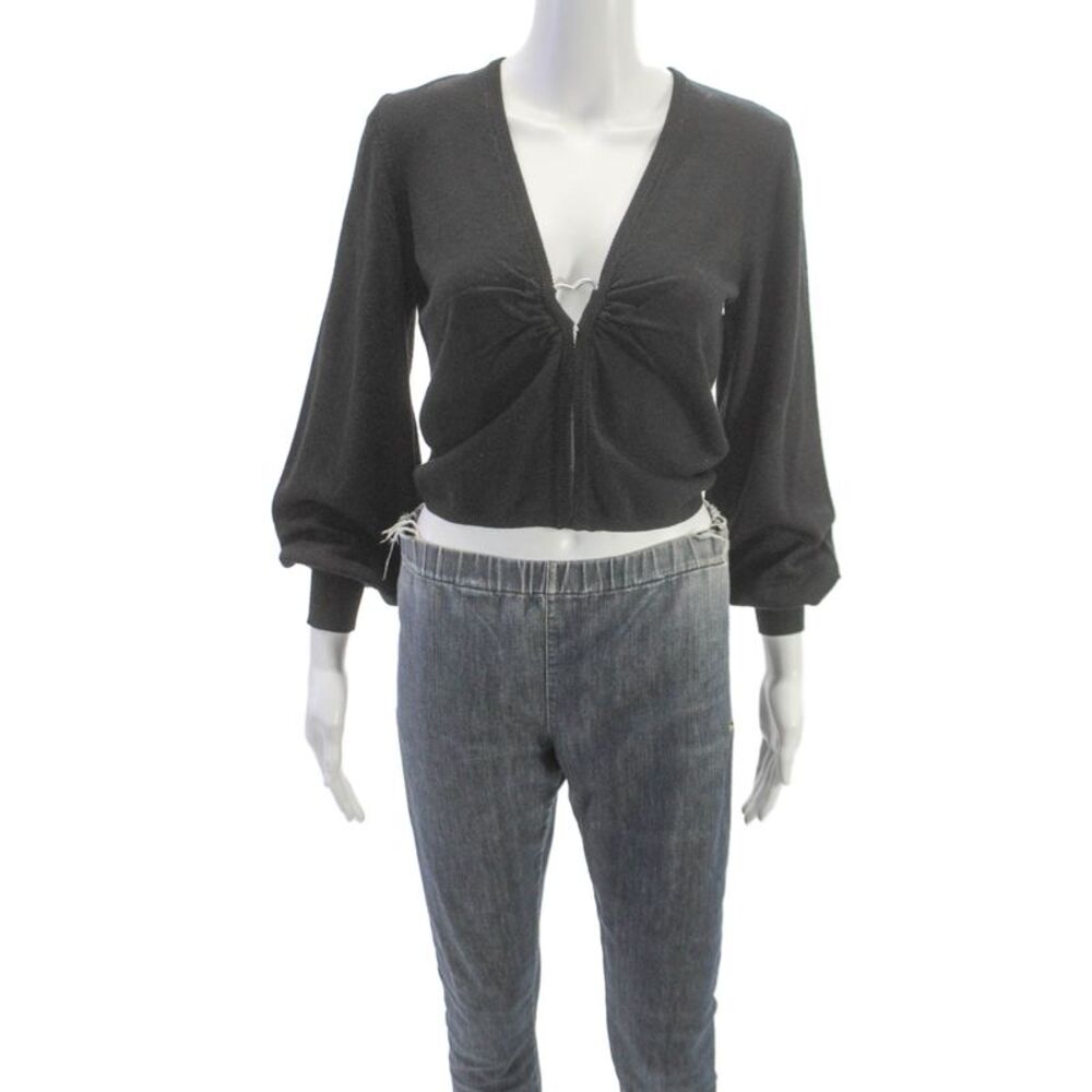 Cami NYC Women Merino Wool V Neck Cardigan Black Long Sleeve Size S